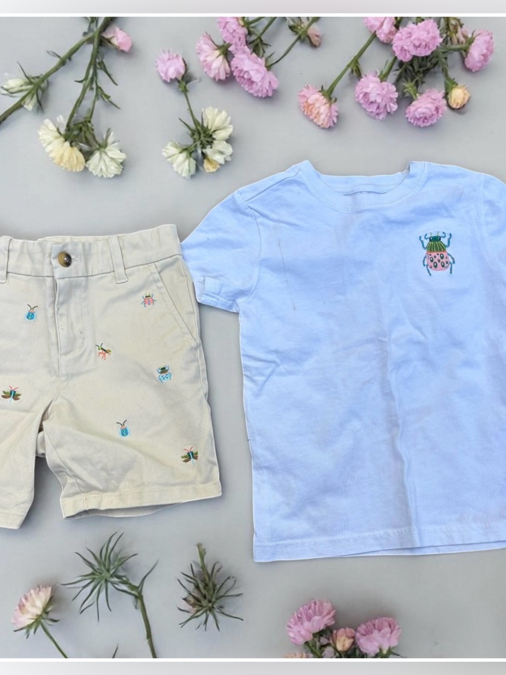 Janie and Jack White Tee with Subtle Fruit Embroidery